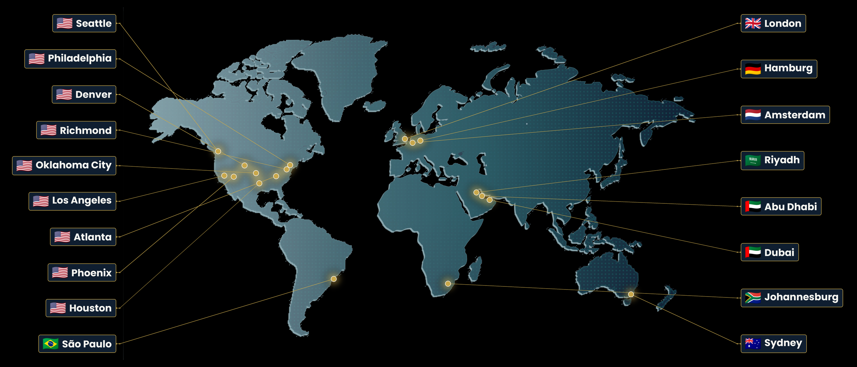 MS GROUP global footprint — 18 cities across 5 continents